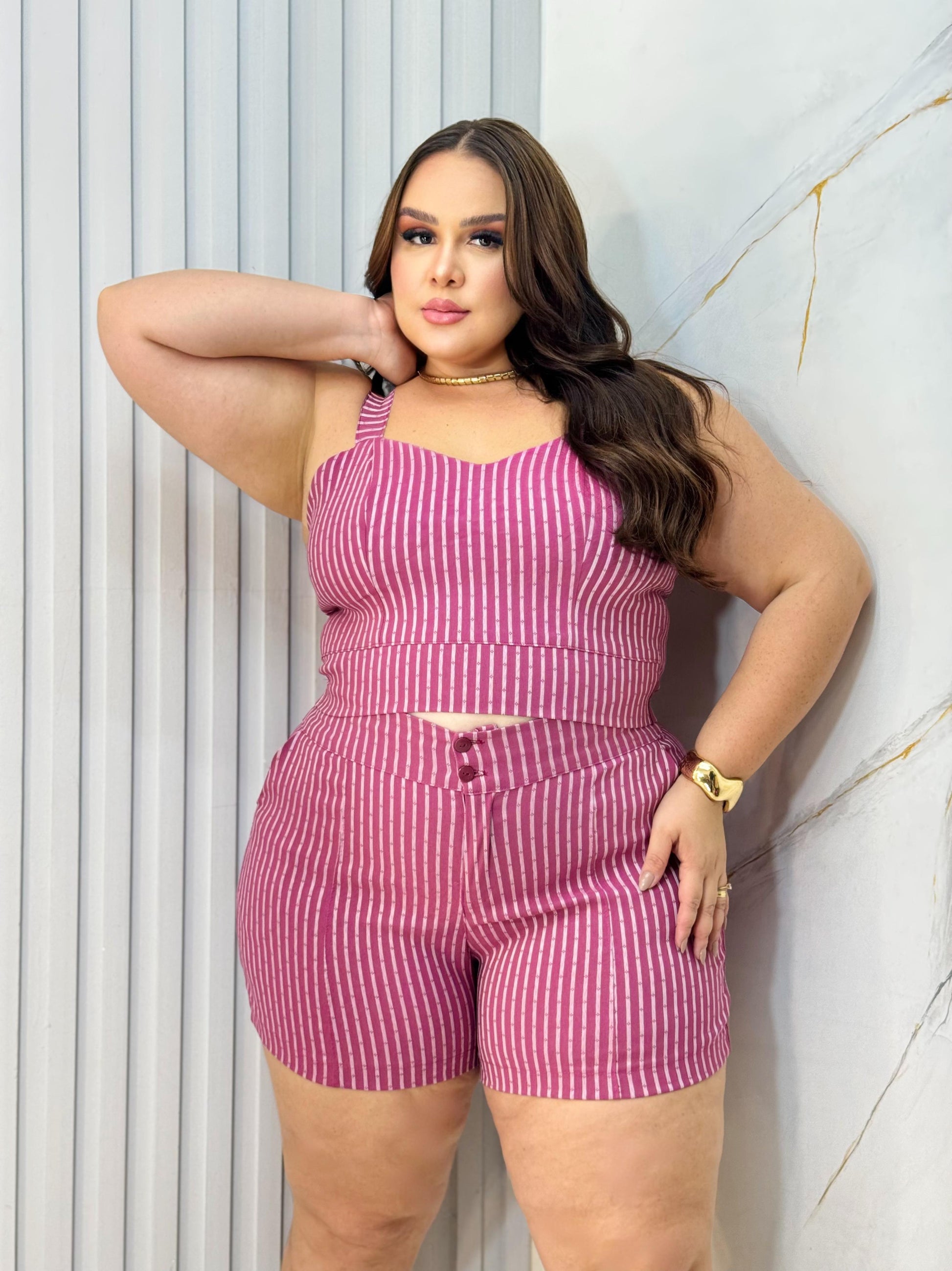 Conjunto Feminino em Tecido Canelado com Elastano – Tamanhos 42 ao 50